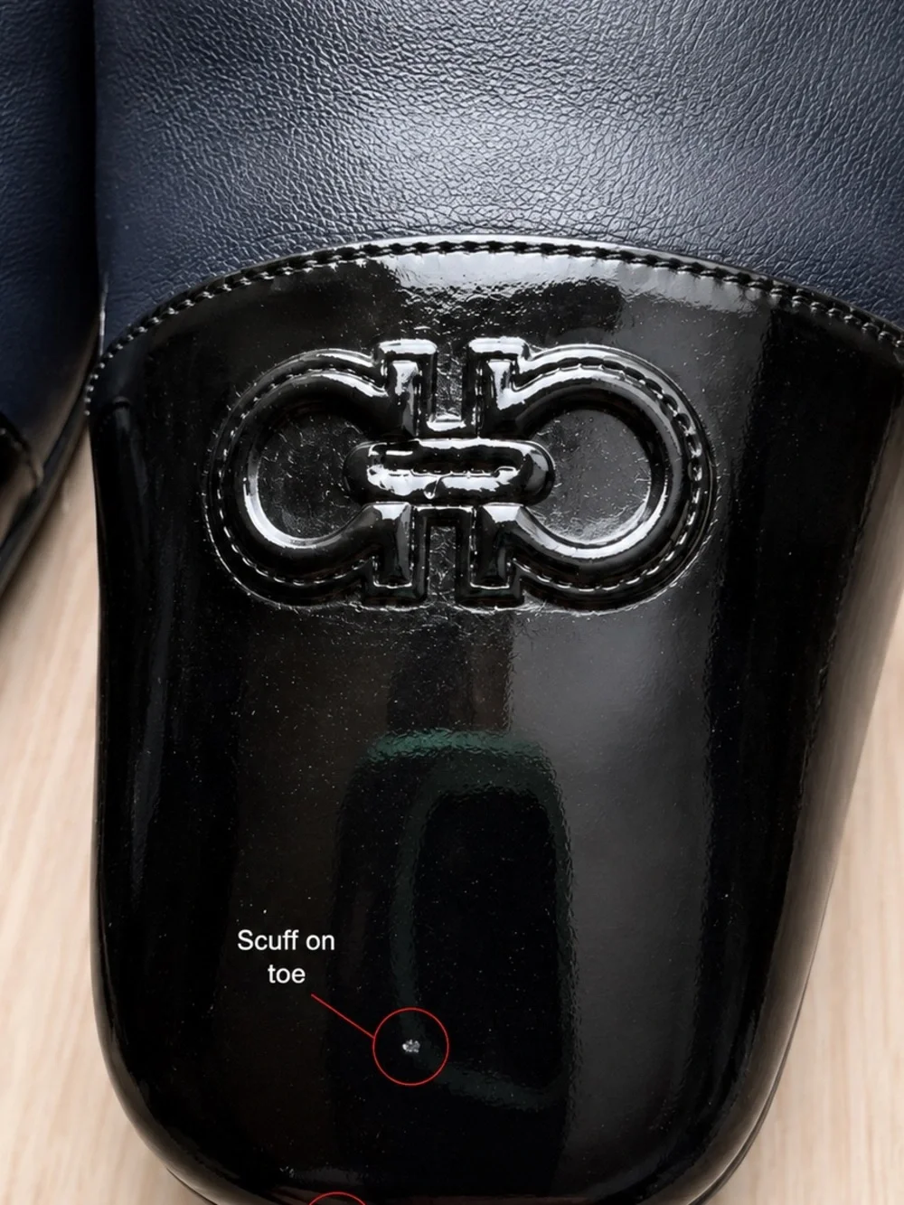 Salvatore Ferragamo Black Leather & Patent Slingback Pumps